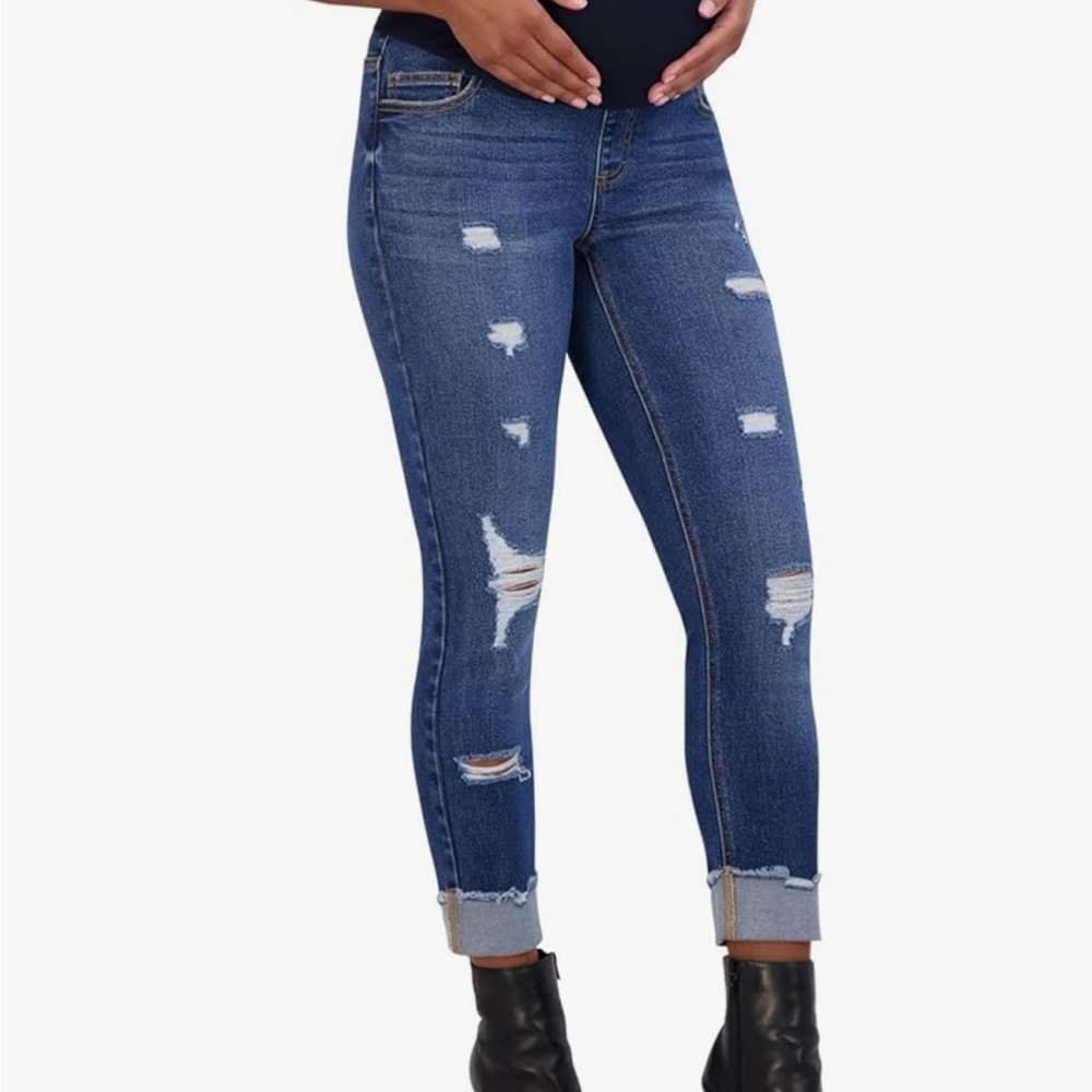 Savi Parker Maternity Distressed Ankle Jeans